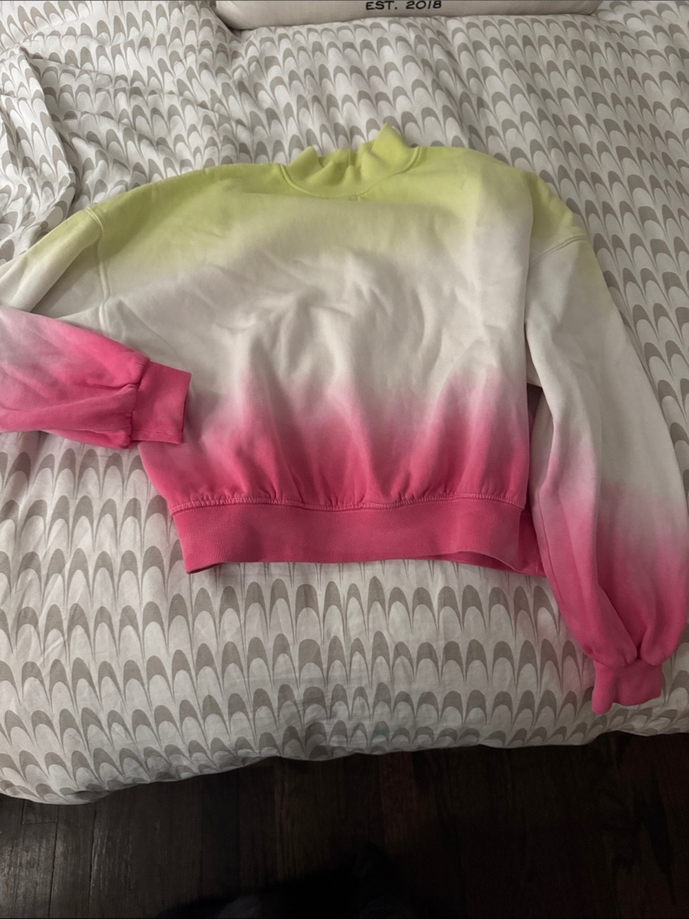 H&M Lime Green Dyed Cropped Sweatshirt